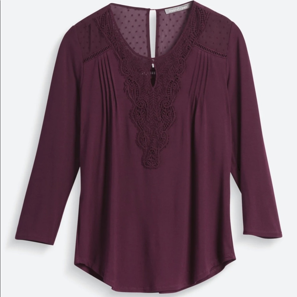 Daniel Rainn Crochet Detail Knit Top